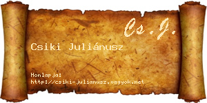 Csiki Juliánusz névjegykártya